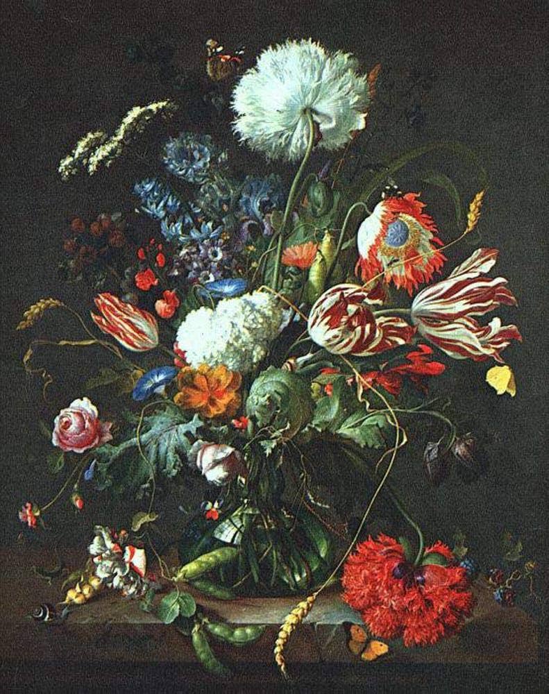 vaas met bloemen schilderij
